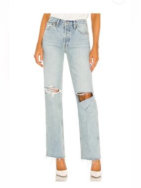 Originals 90s High Rise Loose Jeans in Breezy Indigo With Rips, 29.